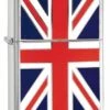 Union Jack Brushed Chrome Zippo Lighter 200UJ -Zippo 200uj zippo