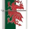 Welsh Flag Brushed Chrome Zippo Lighter 200W -Zippo 200w zippo