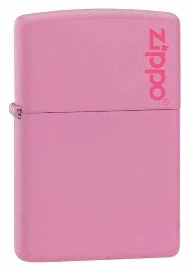 Matte Pink Zippo Lighter With Logo 238ZL 3 Matte Pink Zippo Lighter With Logo 238ZL