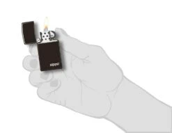 Slim® High Polish Black Zippo Logo -Zippo 28123ZL PT04