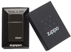 Slim® High Polish Black Zippo Logo -Zippo 28123ZL PT05
