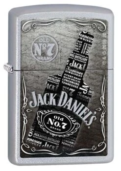 Jack Daniels Bottle Zippo Lighter In Satin Chrome 29285