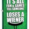 Loses A Wiener Zippo Lighter In Meadow Green 29345
