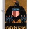 US Navy Poster Enlist Now Zippo Lighter In Brushed Chrome 29597 -Zippo 29597 zippo 1