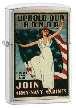 US Army Navy Marines Poster Zippo Lighter In Brushed Chrome 29599