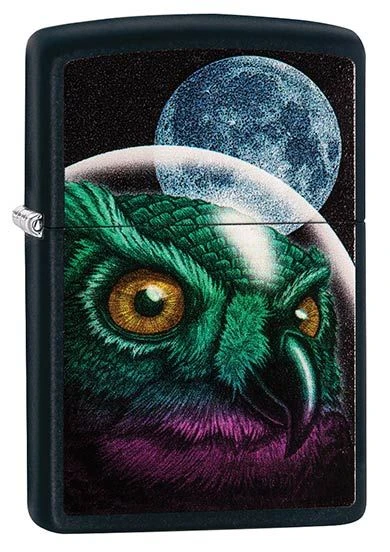 Space Owl Zippo Lighter In Black Matte 29616 3 Space Owl Zippo Lighter In Black Matte 29616