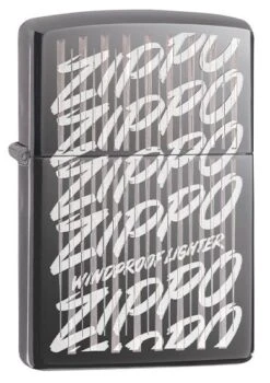 Zippo Script Zippo Lighter In Black Ice 29631