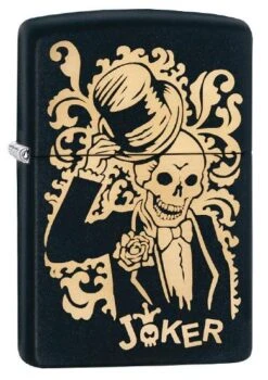 Zippo 22 Skull Joker Zippo Lighter In Black Matte 29632
