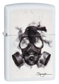 Spazuk Zippo Lighter - Flame Art Gas Mask In White Matte 29646
