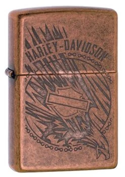 Harley Davidson Eagle In Action Zippo Lighter In Antique Copper 29664