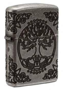 Armor Tree Of Life Zippo Lighter In Antique Silver Plate 29670