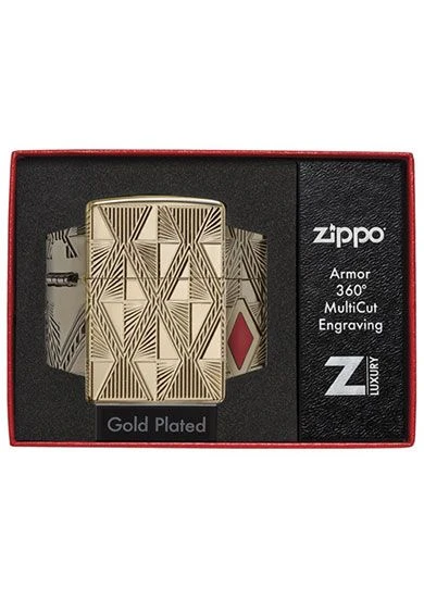 Gold Plated Armor Luxury Diamond Design Zippo Lighter 29671 7 Gold Plated Armor Luxury Diamond Design Zippo Lighter 29671 - Image 5