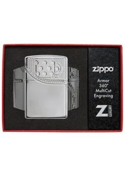 Armor Zipper Design Zippo Lighter In Polished Chrome 29674 -Zippo 29674 3 zippo 1