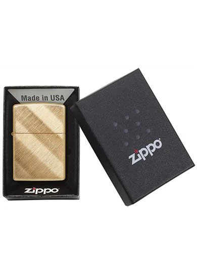 Regular Diagonal Weave Zippo Lighter In Brushed Brass 29675 4 Regular Diagonal Weave Zippo Lighter In Brushed Brass 29675 - Image 2