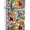 Slim Fusion Floral Design Zippo Lighter In Polished Chrome 29702
