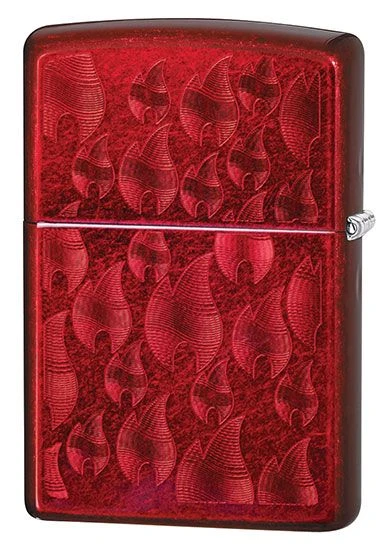 Iced Zippo Flame Design Zippo Lighter In Candy Apple Red 29824 4 Iced Zippo Flame Design Zippo Lighter In Candy Apple Red 29824 - Image 2