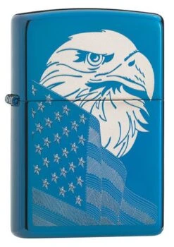 Eagle And Flag Design Zippo Lighter In Sapphire 29882