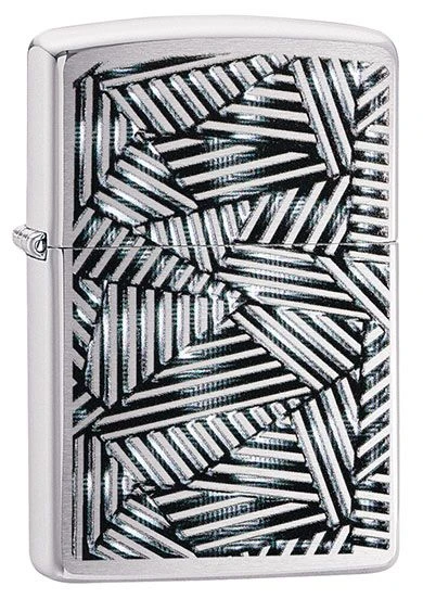 Line Grid Zippo Lighter In Brushed Chrome 29885 3 Line Grid Zippo Lighter In Brushed Chrome 29885