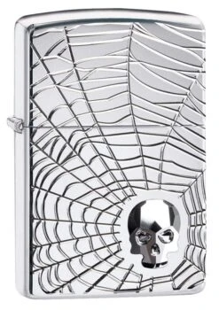 Zippo Armor® Spider Web Skull Design