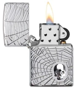 Zippo Armor® Spider Web Skull Design -Zippo 29931 Z Lighter PT02