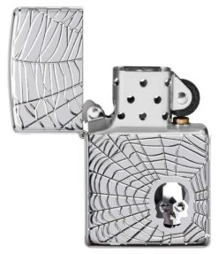 Zippo Armor® Spider Web Skull Design -Zippo 29931 Z Lighter PT03