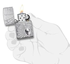 Zippo Armor® Spider Web Skull Design -Zippo 29931 Z Lighter PT04