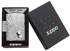 Zippo Armor® Spider Web Skull Design -Zippo 29931 Z Lighter PT05