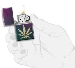 Zippo Iridescent Marijuana Leaf 12 Zippo Iridescent Marijuana Leaf -Zippo 49185 Z SP Lighter 49146 PT04