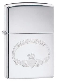 Friendship Loyalty Love Claddagh Zippo Lighter In Chrome 60002416