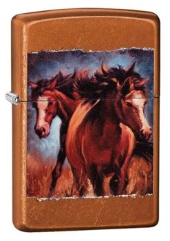 Zippo 40 Vintage Horses Zippo Lighter In Toffee 60003301