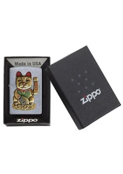 Maneki-Neko Lucky Cat Zippo Lighter In Street Chrome 60003504 -Zippo 60003504 3 zippo 1