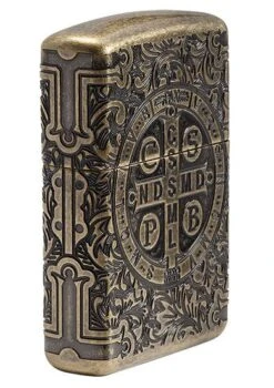 St Benedict Medal Zippo Lighter In Armor Antique Brass - Constantine Zippo 9 St Benedict Medal Zippo Lighter In Armor Antique Brass - Constantine Zippo -Zippo 60003593 4 zippo 1