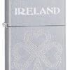 Shamrock Zippo Lighter In Satin Chrome 60003660 -Zippo 60003660 zippo 1
