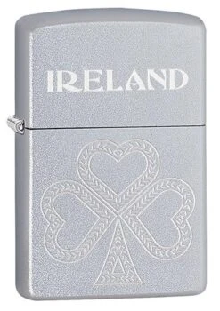 Shamrock Zippo Lighter In Satin Chrome 60003660