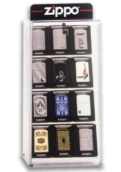 Collectors 12 Piece Zippo Lighter Selection And Display Case