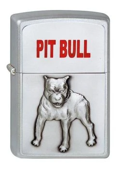 Pit Bull Zippo Lighter In Satin Chrome 1320048