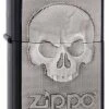 Phantom Skull Emblem Zippo Lighter - Matte Black 2003546 -Zippo httpwww.thelightershop.co .ukimages2003546 zippo 1