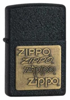 Black Crackle With Brass Emblem Zippo Lighter 362
